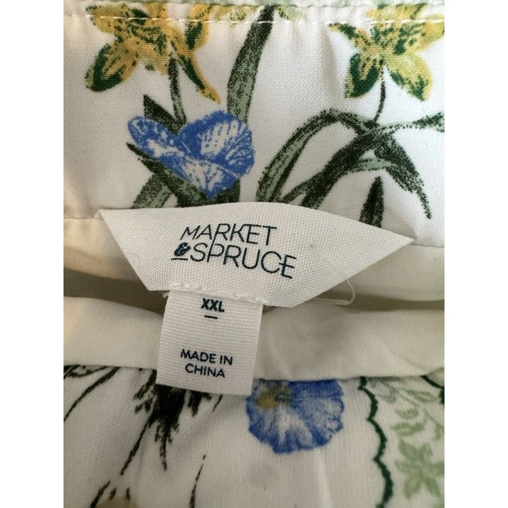 Market & Spruce Women’s White Floral Button Front Lined Pencil Skirt XXL